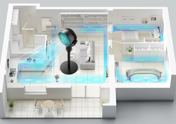 A318 Pažeista prekė Išmanus reguliuojamo aukščio Ventiliatorius
