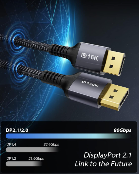 A331 DisplayPort 2.1 laidas 16K / 80Gbps (2 m)
