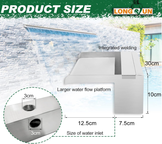 Dekoratyvine vandens kaskada su LED Apšvietimu