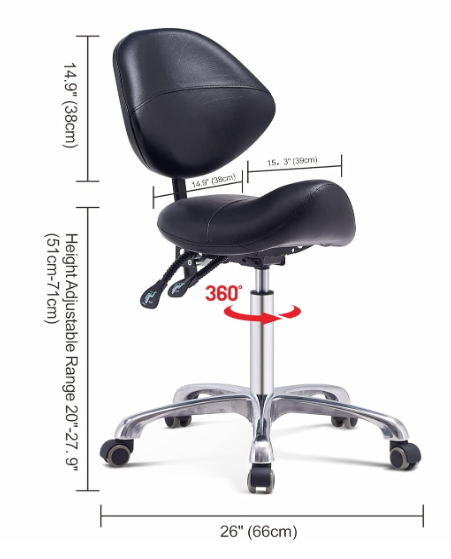 A350 Ergonomiška balno tipo kėdė su atrama