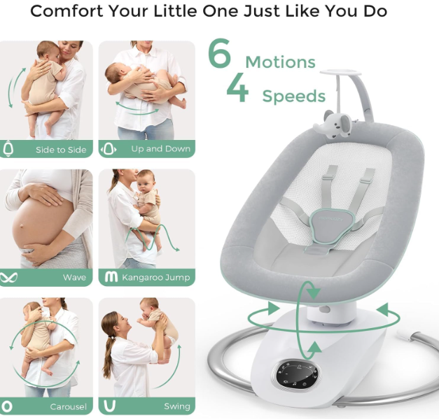 A351 Momcosy ergonomiška kūdikių sūpynė su minkšta sėdyne ir atlošu