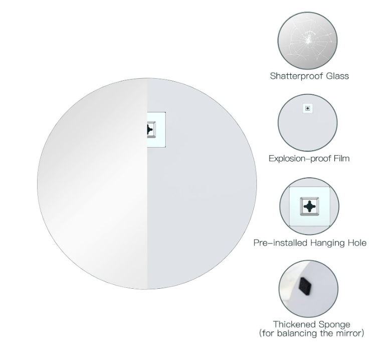 A354 Sieninis apvalus veidrodis