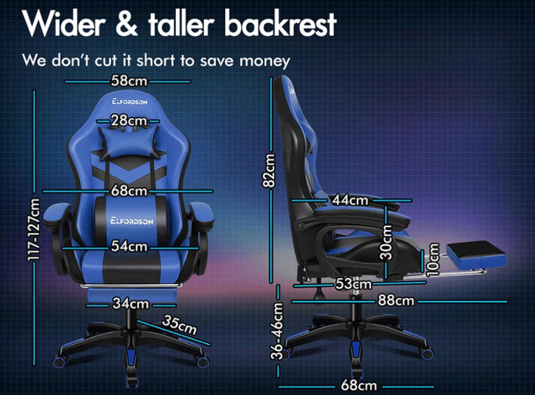A356 LED žaidimų kėdė – RGB apšvietimas, masažas, 180 kg