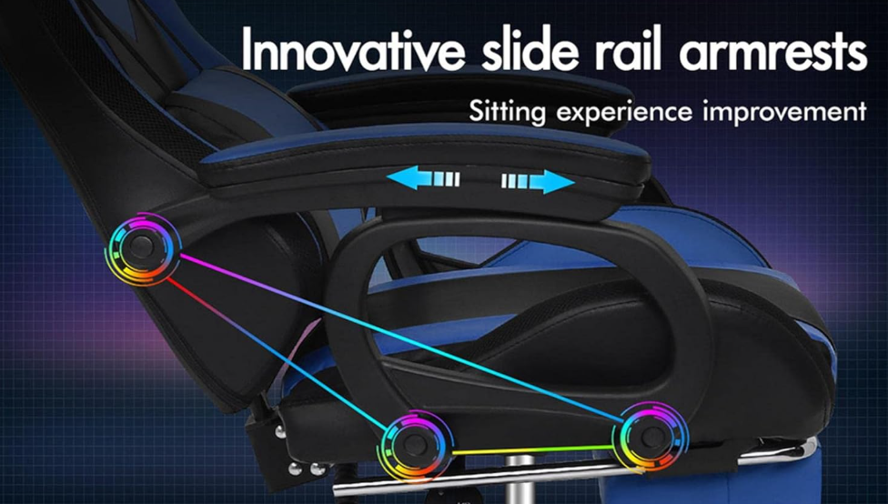 A356 LED žaidimų kėdė – RGB apšvietimas, masažas, 180 kg