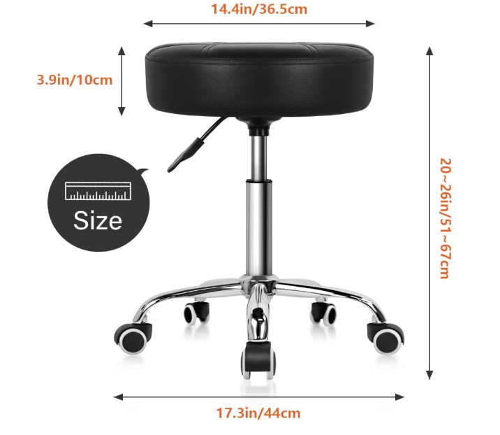 A371 Juoda reguliuojama odinė kėdė su ratukais