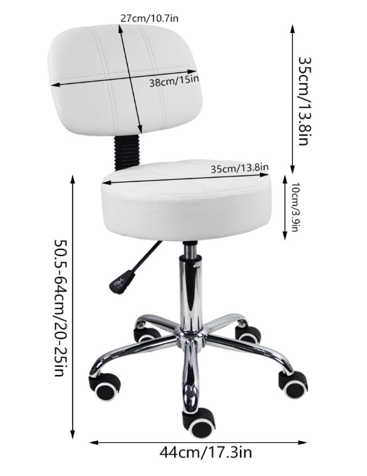 A372 Balta reguliuojama darbo kėdė su atlošu