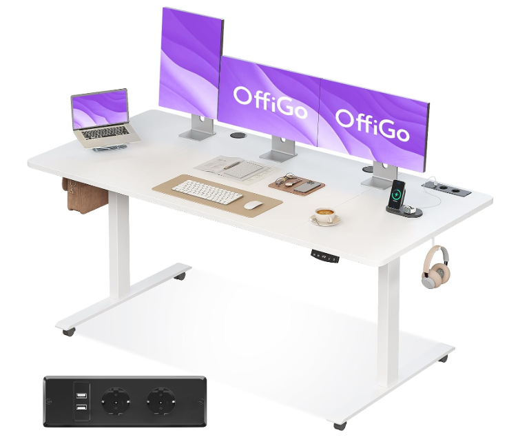 A386 Pažeista prekė - Reguliuojamas stalas su įkrovimo lizdais 160x70cm