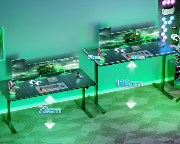 A387 Juodas reguliuojamo aukščio stalas 180x70cm