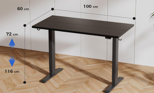 A398 Juodas reguliuojamo aukščio stalas 100 x 60