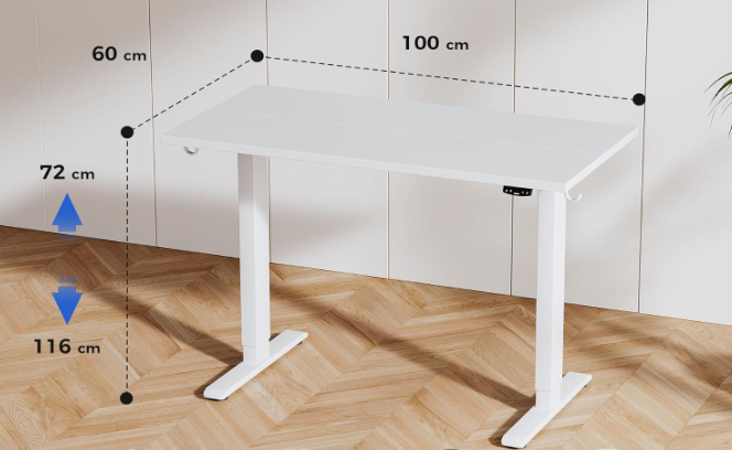 A399 Baltas reguliuojamo aukščio stalas 100 x 60