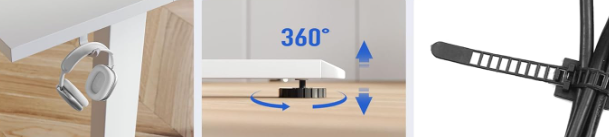 A399 Baltas reguliuojamo aukščio stalas 100 x 60