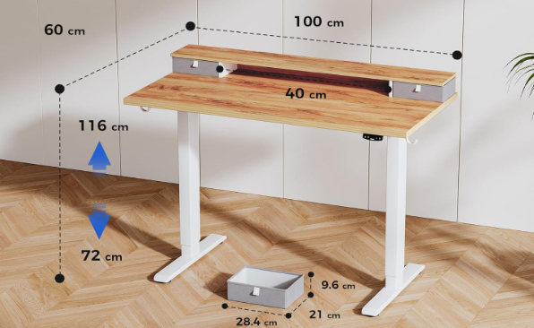 A403 Elektrinis reguliuojamo aukščio stalas su 2 Stalčiais