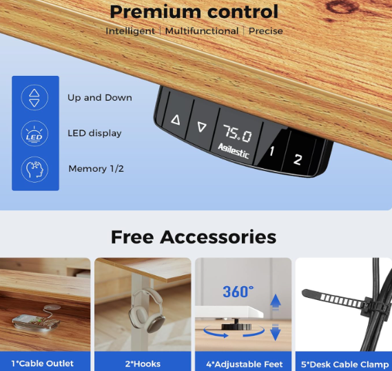 A403 Elektrinis reguliuojamo aukščio stalas su 2 Stalčiais