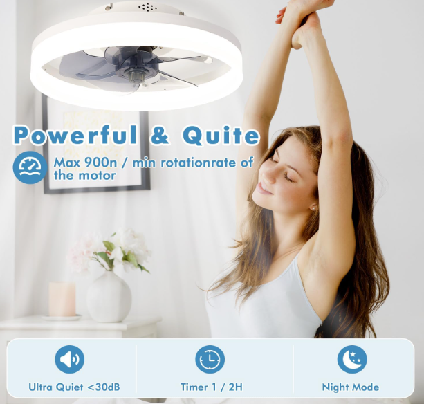 A408 Modernus lubinis ventiliatorius su LED apšvietimu