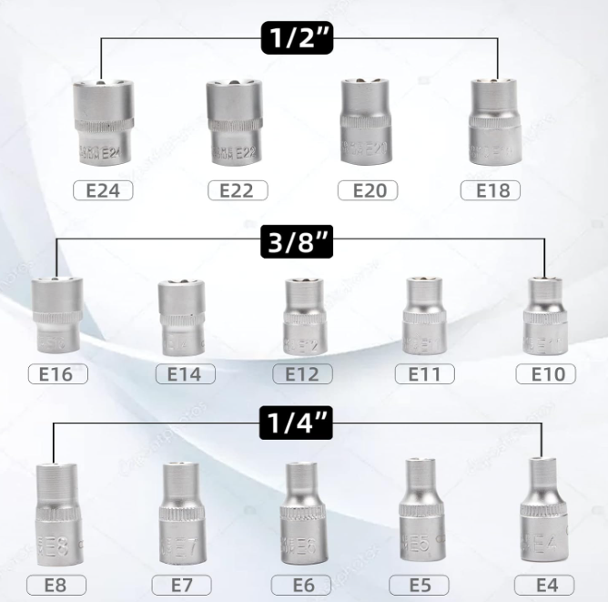 A411 E-torx galvučių rinkinys iš chromo-vanadžio plieno