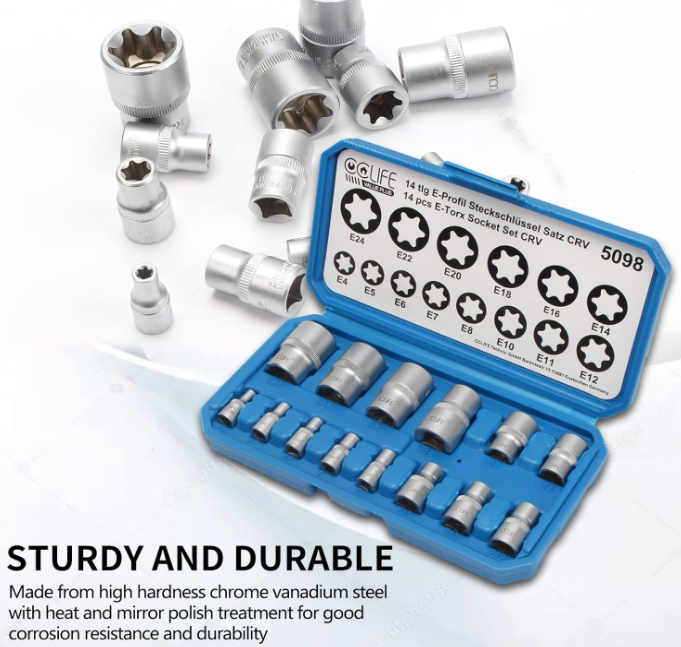 A411 E-torx galvučių rinkinys iš chromo-vanadžio plieno