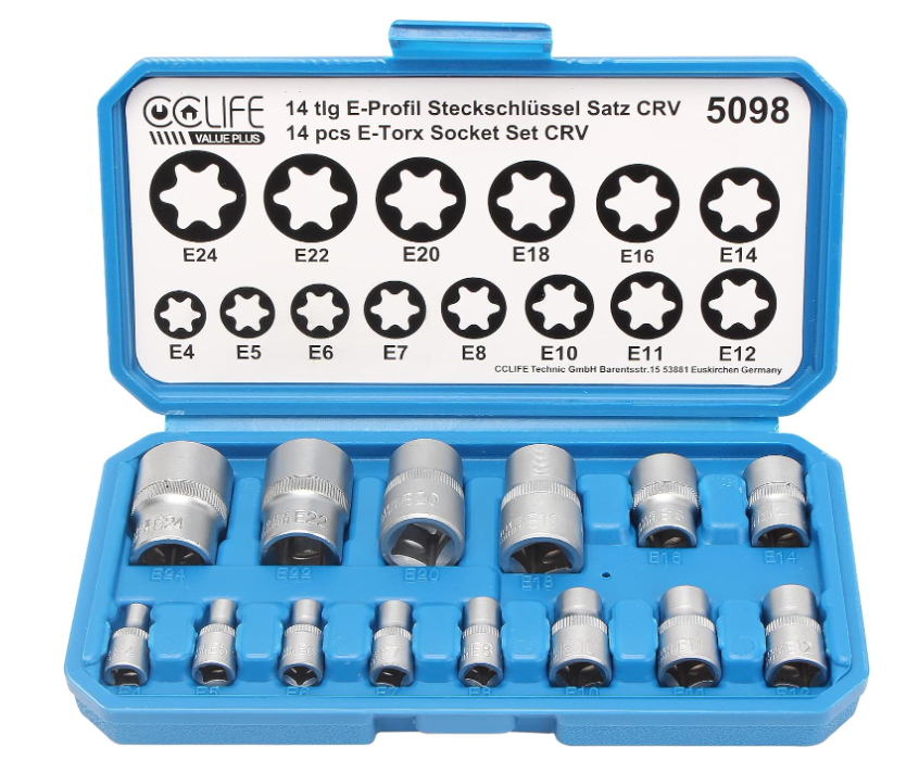 A411 E-torx galvučių rinkinys iš chromo-vanadžio plieno