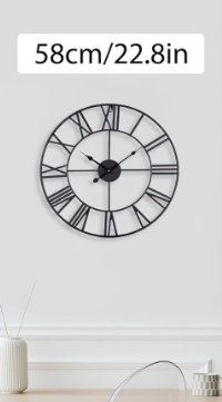 A414 Sieninis laikrodis su romėniškais skaitmenimis 58cm