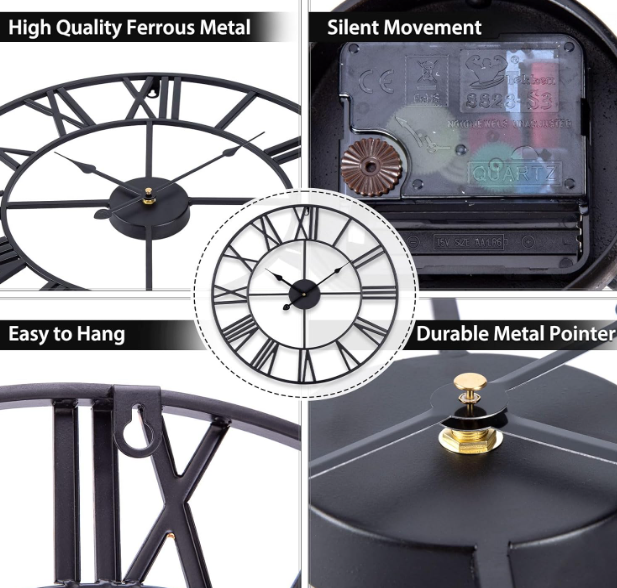 A414 Sieninis laikrodis su romėniškais skaitmenimis 58cm
