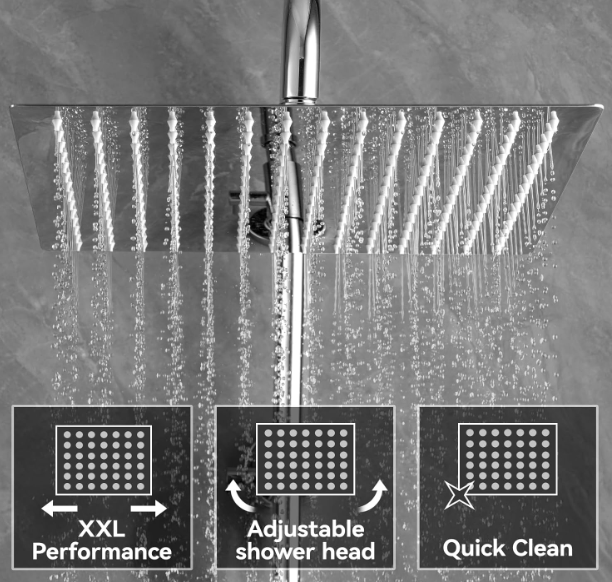 A426 Termostatinė dušo sistema su lietaus galva ir rankiniu dušu