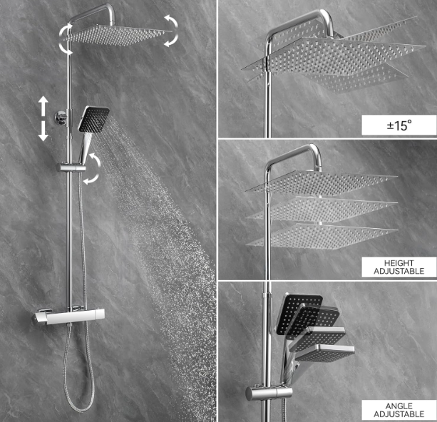 A426 Termostatinė dušo sistema su lietaus galva ir rankiniu dušu