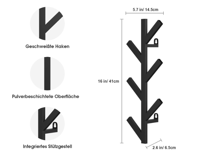 A445 Moderni sieninė kabykla „Medžio šakos“