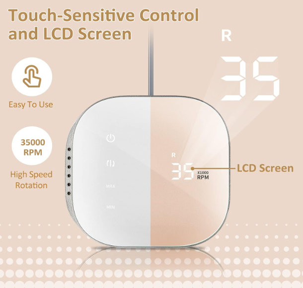 A443 Profesionali elektrinė nagų freza su LCD ekranu (35 000 aps./min)