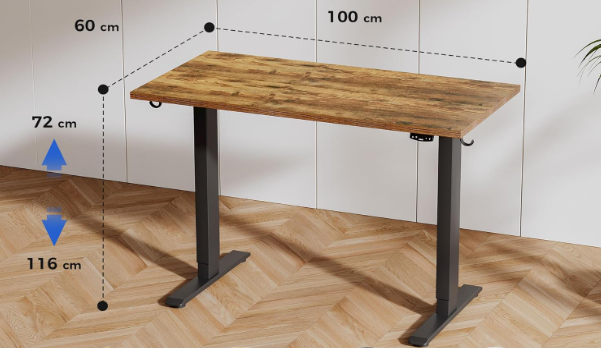 A451 Rudas reguliuojamo aukščio stalas ( juodos kojos ) 100x60