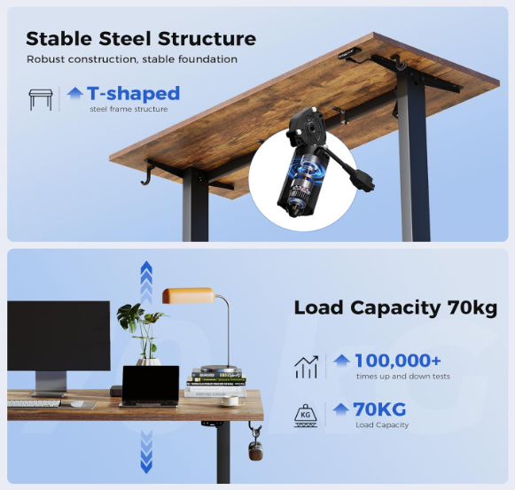 A451 Rudas reguliuojamo aukščio stalas ( juodos kojos ) 100x60