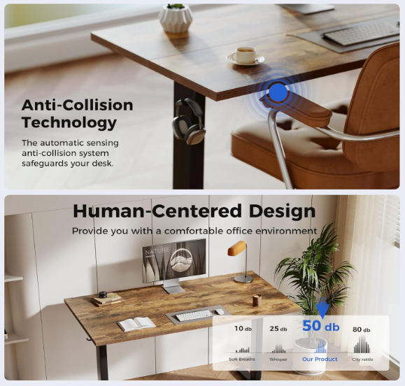 A451 Rudas reguliuojamo aukščio stalas ( juodos kojos ) 100x60