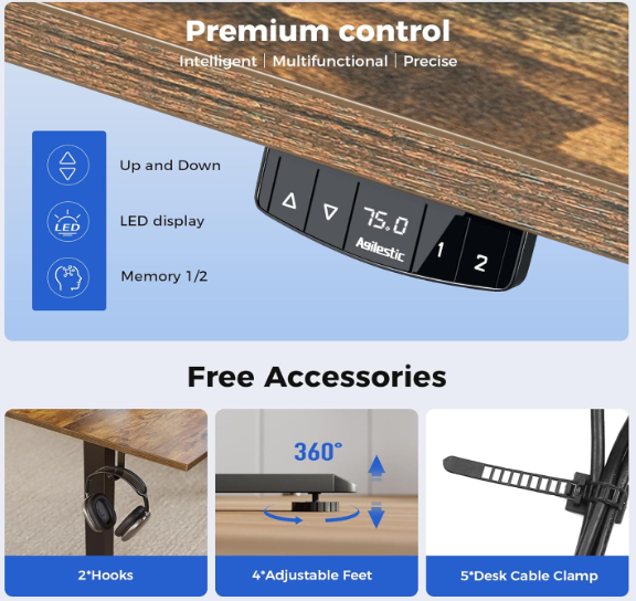 A451 Rudas reguliuojamo aukščio stalas ( juodos kojos ) 100x60