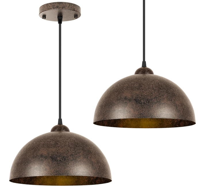 A483 Pakabinamas šviestuvas su metaliniu gaubtu – 30 cm, vintažinio stiliaus 2vnt.