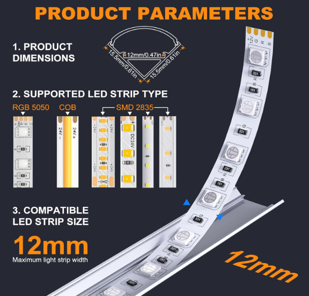 A511 V formos aliuminio LED profilių rinkinys 6 vnt. 100 cm