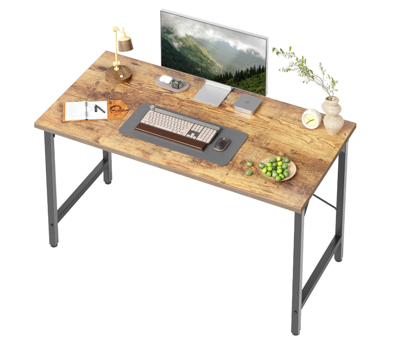 A575 Rudas minimalistinis darbo stalas su plieniniu rėmu 100 x 48 cm