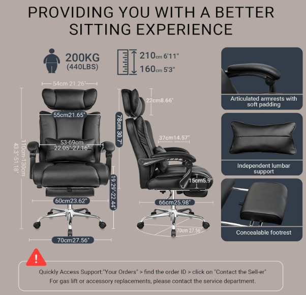 A600 Pažeista prekė Ergonominė biuro kėdė iki 200 kg