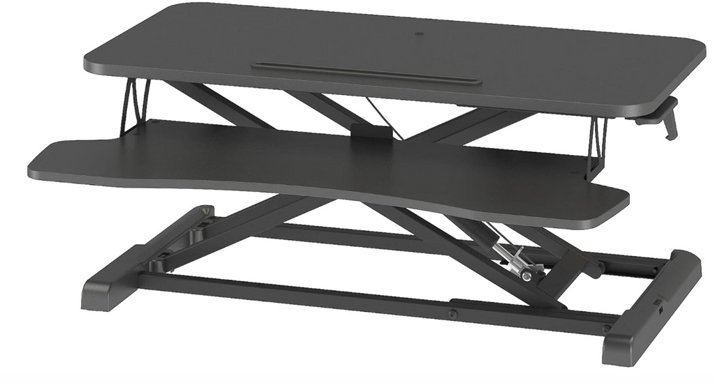 A606 Juodas ergonominis monitoriaus ir klaviatūros laikiklis