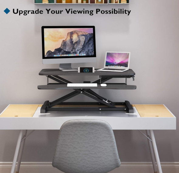 A606 Juodas ergonominis monitoriaus ir klaviatūros laikiklis