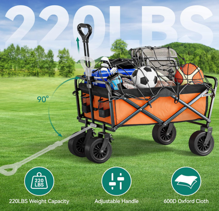A650 Pažeista prekė sulankstomas vežimėlis su staliuku – 100 kg talpa