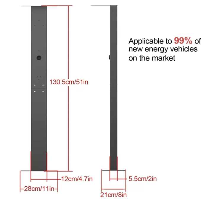 A711 Stovas elektromobilių įkrovimo stotelei (wallbox), 130 cm aukščio