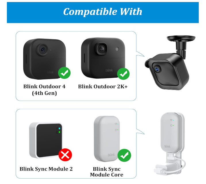 A712 Sieniniai laikikliai Blink Outdoor kameroms su apsauginiu gaubtu (3 vnt.)
