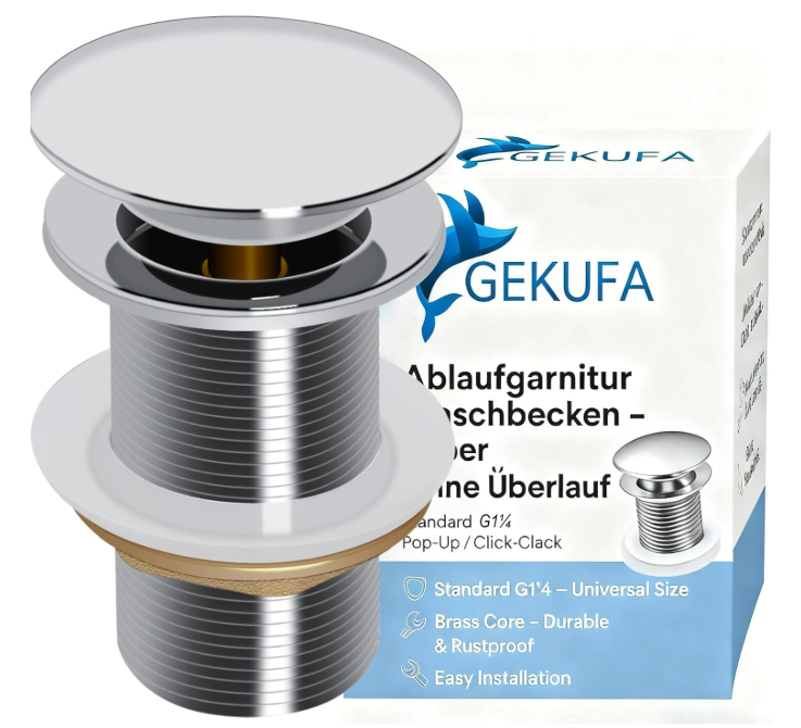 A715 Pop-up kriauklės išleidimo vožtuvas, sidabrinis/chrominis, G1¼