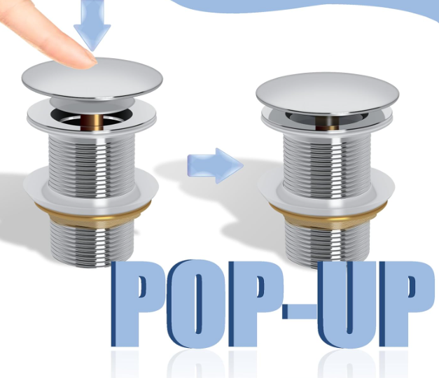 A715 Pop-up kriauklės išleidimo vožtuvas, sidabrinis/chrominis, G1¼