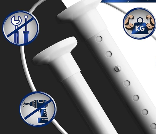 A718 Teleskopinis karnizas be gręžimo, 310–360 cm, Ø32 mm, baltas