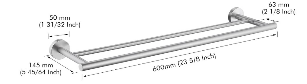 A746 Dvigubas rankšluoščių laikiklis, 60 cm