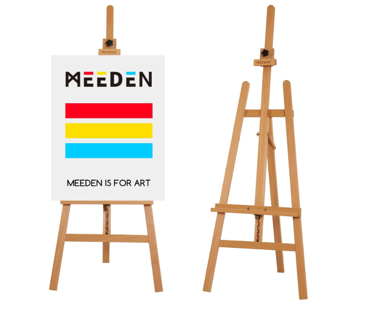 A784 MEEDEN medinis molberto stovas, buko medienos, reguliuojamas, 120 cm, natūralus