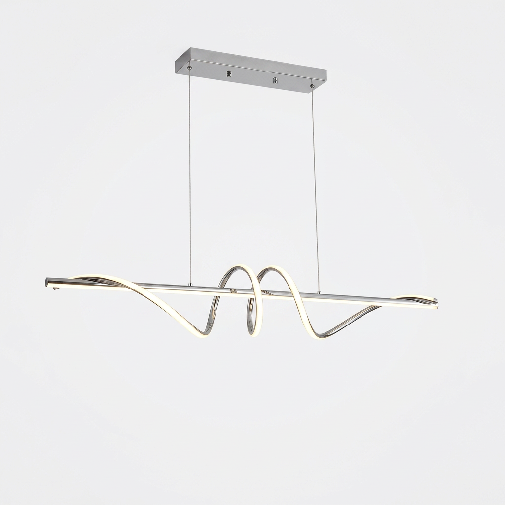 Spiralinis LED pakabinamas šviestuvas Mikeru, 120 cm, chromo spalvos