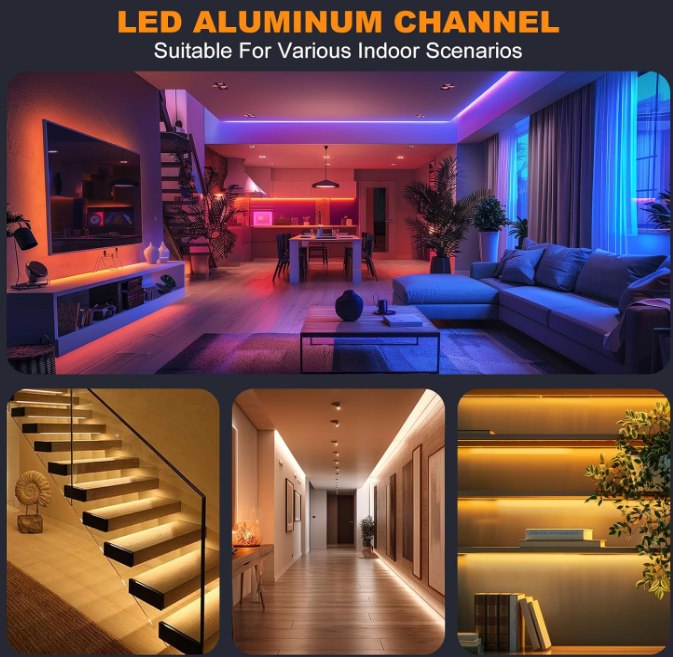 A852 Aliuminio profilis LED juostelėms Chesbung, V formos, 6 vnt. x 100 cm