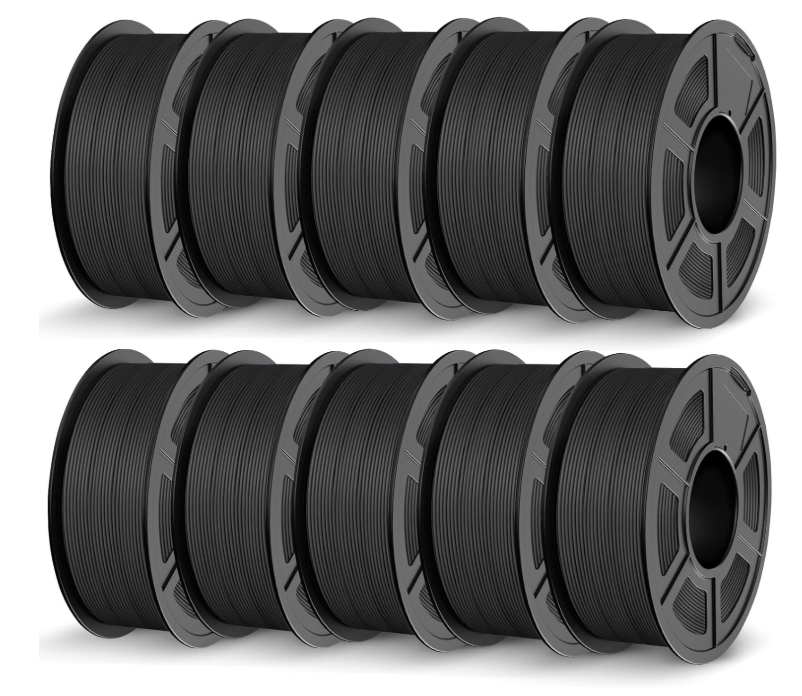A857 JAYO PLA 3D spausdintuvo siūlas, 1,75 mm, 1,1 kg, 10 vnt., matinis juodas