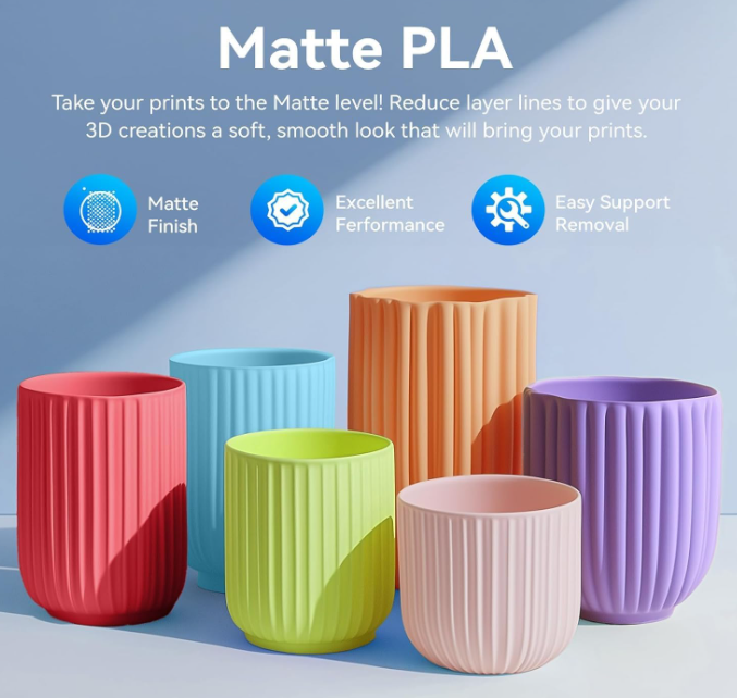 A857 JAYO PLA 3D spausdintuvo siūlas, 1,75 mm, 1,1 kg, 10 vnt., matinis juodas