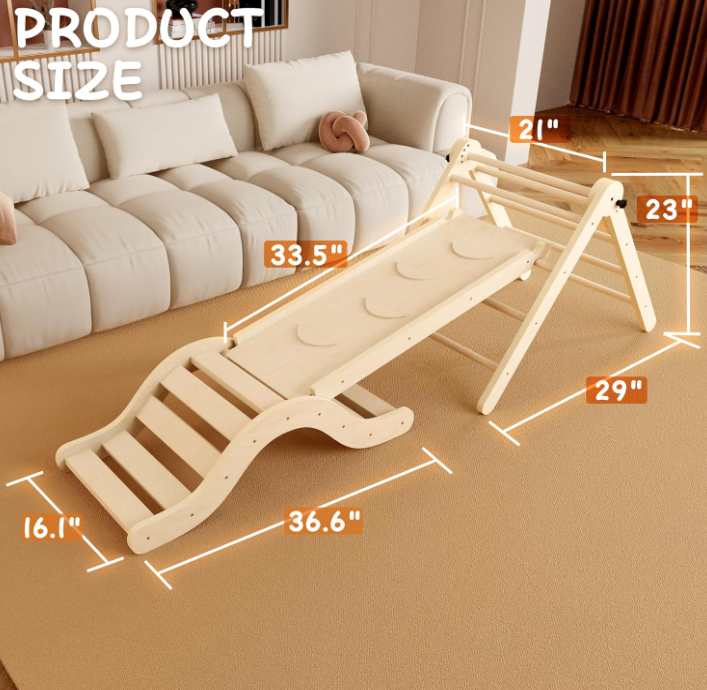 A872 Montessori lipimo kompleksas 7-in-1: kopėčios, čiuožykla, arka ir kilimėlis vaikams (1-3 m.)